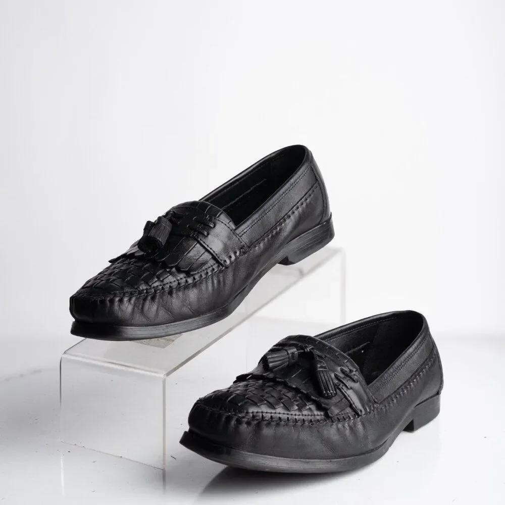 Nunn Bush Mens York Leather Loafers Black Tassel kiltie Sz US 10 in Box